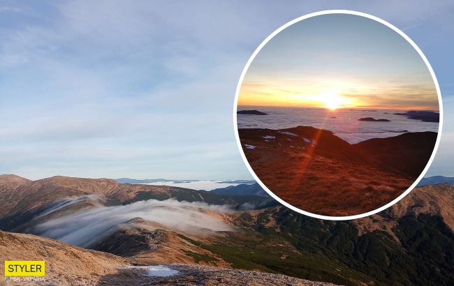 Горы утопают в туманах и снегу: невероятная красота Карпат