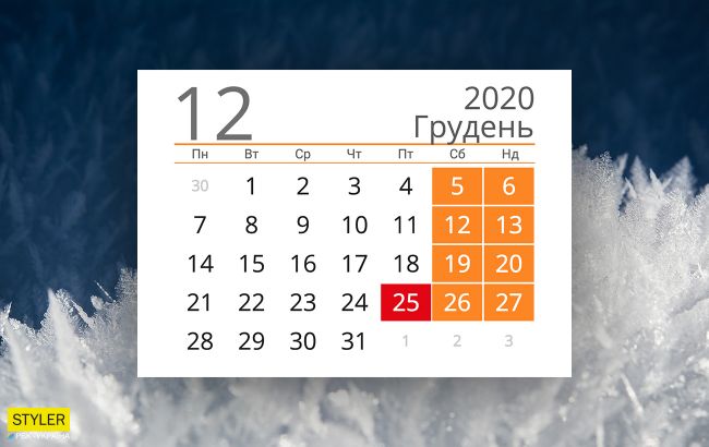 Все выходные и праздники в декабре 2020: что будем отмечать