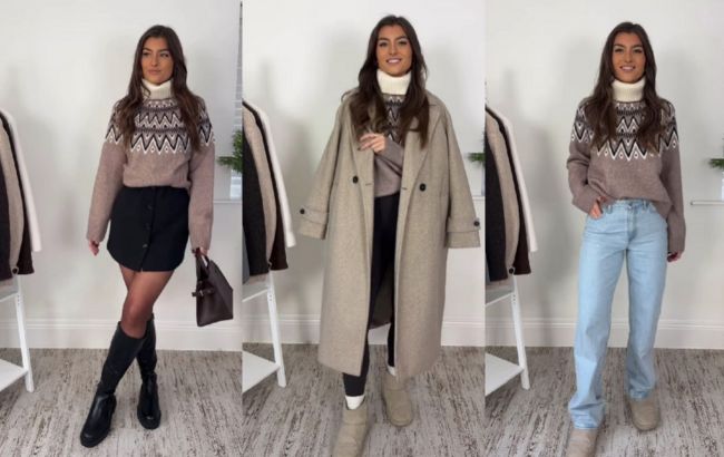 Стильно и тепло: блогерша показала, как стилизовать рождественский свитер