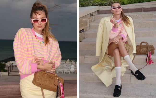З сумкою за 130 тисяч і в трендових лоферах. Колишня Тищенка показала яскравий "лук" на весну