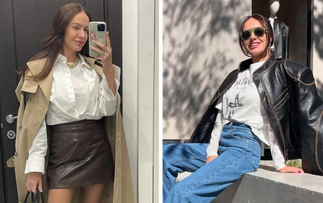 Як стильно носити тренч і шкіряну куртку весною 2025: приклади від колишньої Остапчука
