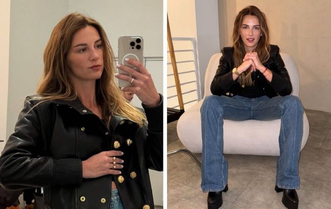 Шкіра, платформа і денім: дружина Решетніка продемонструвала трендовий лук на холодну весну