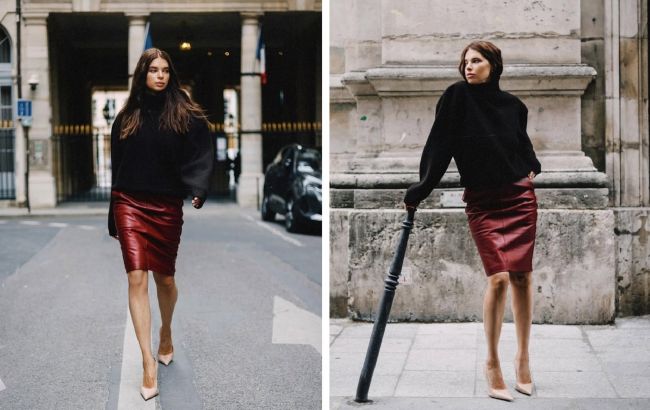 Модний вихід дружини Усика: як носити шкіряну спідницю цієї осені