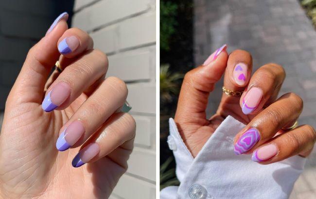 8 ідей фіолетового французького манікюру: від блискучих кінчиків до лавандових акцентів