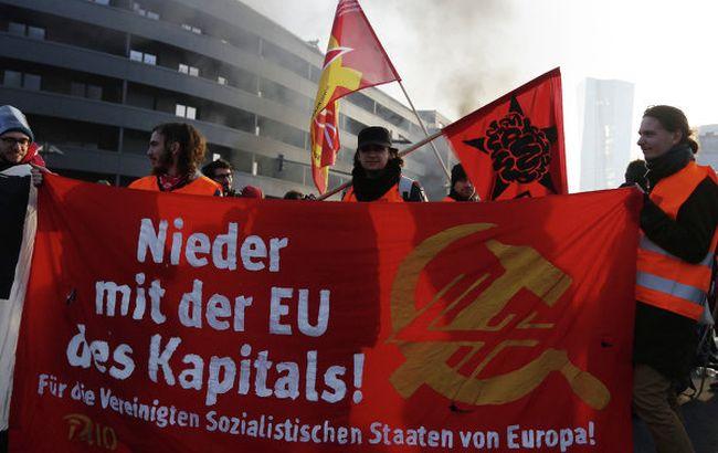 Протесты под зданием ЕЦБ во Франкфурте