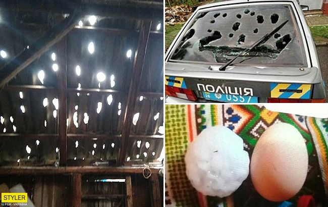 Під Чернівцями аномальний град потрощив автопарк поліції: фото і відео