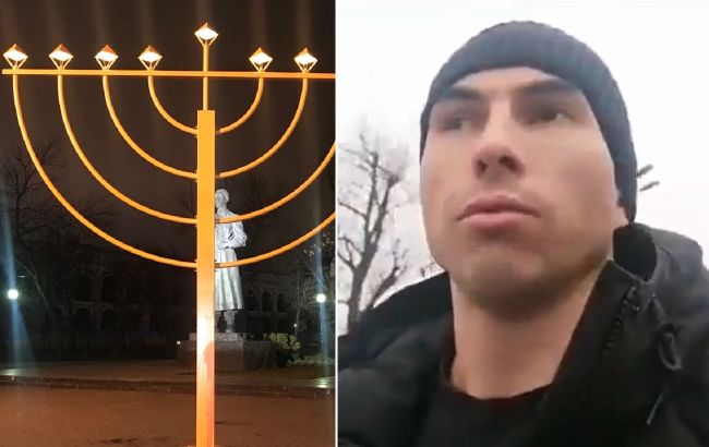 В Киеве вандал повалил ханукальный светильник и похвастался видео: украинцы в ярости