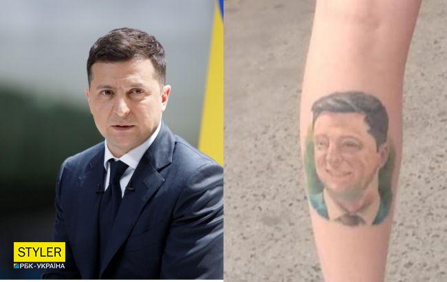 Украинец сделал на ноге татуировку с лицом Зеленского: мужчина стал звездой сети (фото)