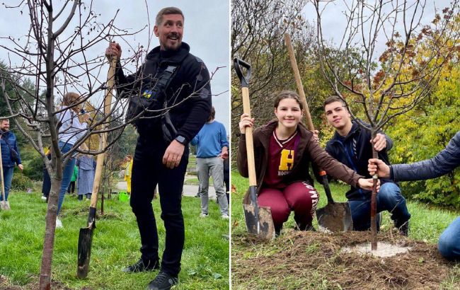 В киевском ботсаду высадили Аллею защитников и защитниц Украины (фото)