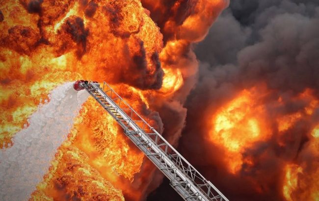 Рятувальники показали кадри наслідків удару по нафтобазі в Прилуках