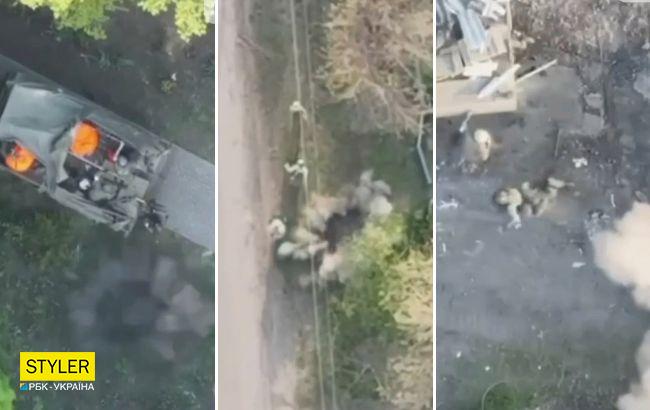 ВСУ "насыпало" с дронов по россиянам, воровавшим велосипеды и пуфики (видео)