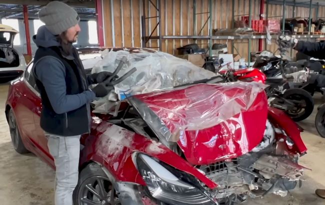 Не нужно выбрасывать разбитую Tesla: в США на электромобиль Model 3 установили дизельный ДВС