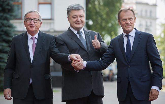 Жан-Клод Юнкер, Петро Порошенко, Дональд Туск під час Саміту Україна - ЄС