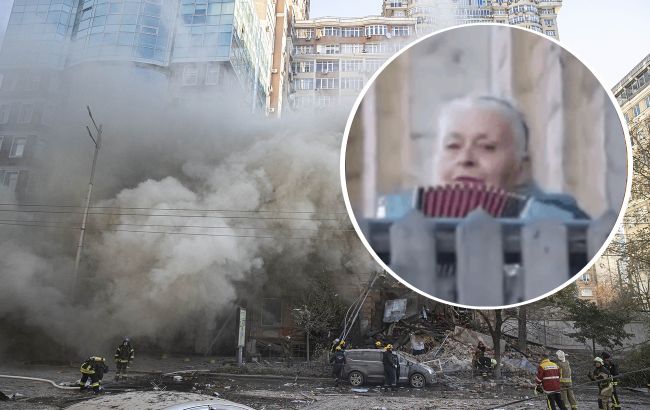 У Києві жінка зіграла гімн України після прильоту дрону-камікадзе неподалік: сильне відео