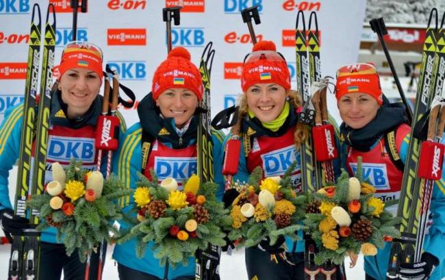 Украинские биатлонистки завоевали серебро в эстафете в Хохфильцене